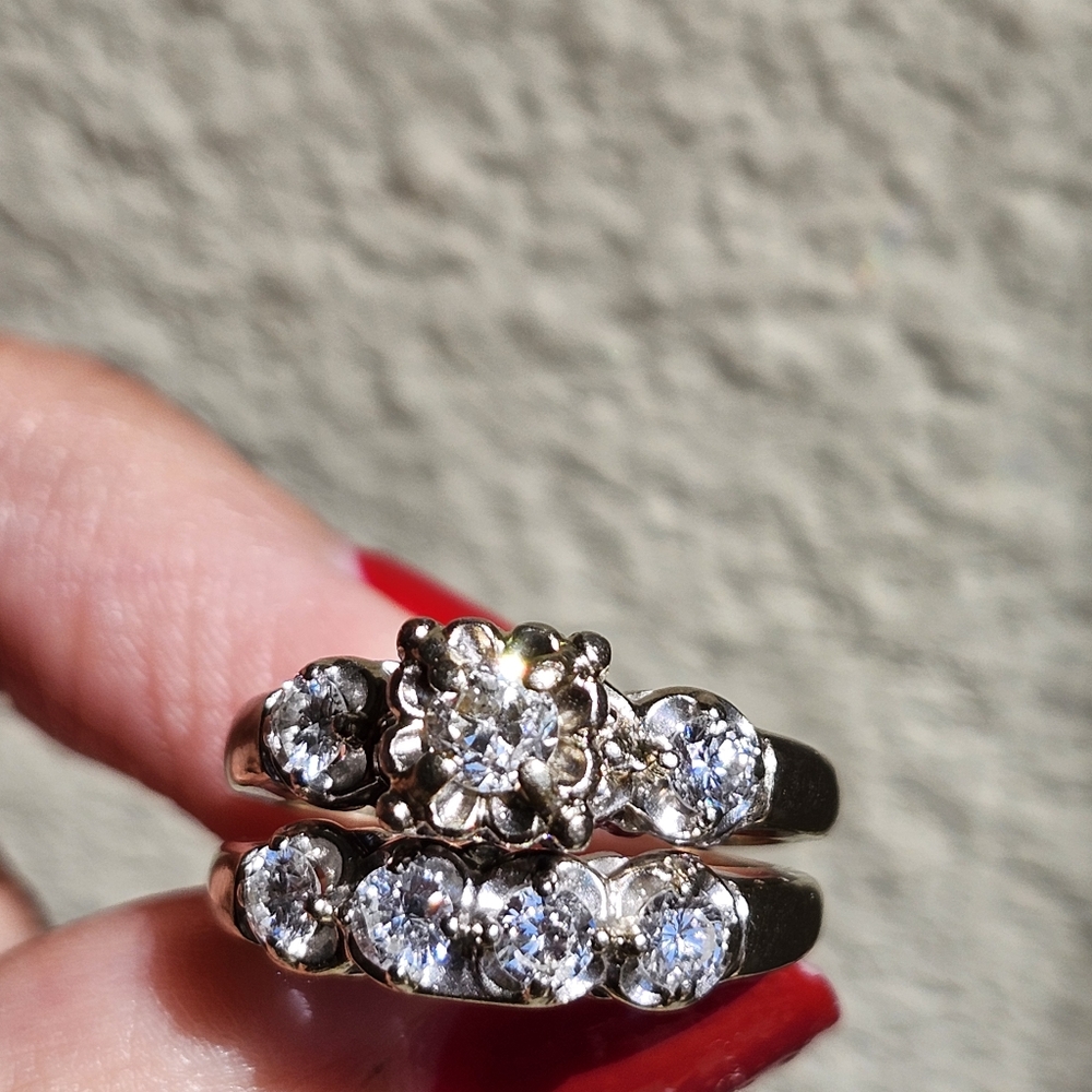 Vintage 14K Diamond Wedding Set - Picture 16 of 16